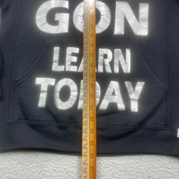 Russell Athletic Hoodie Mens Small Black You Gon Learn Today Streetwear Pullover - Picture 8 of 11